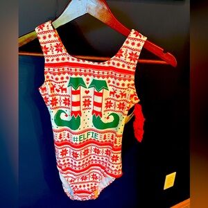 Destira gymnastics Leo-adult XS-holiday-comes with red scrunchie